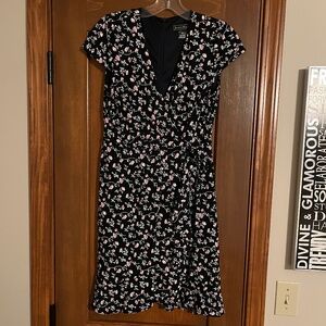 Jessica Howard Navy Floral V-Neck Faux Wrap Dress